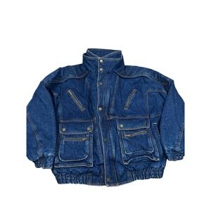 VTG Saugatuck Dry Goods 90s Denim Heavy Jacket Large Double Layered Marty Mcfly